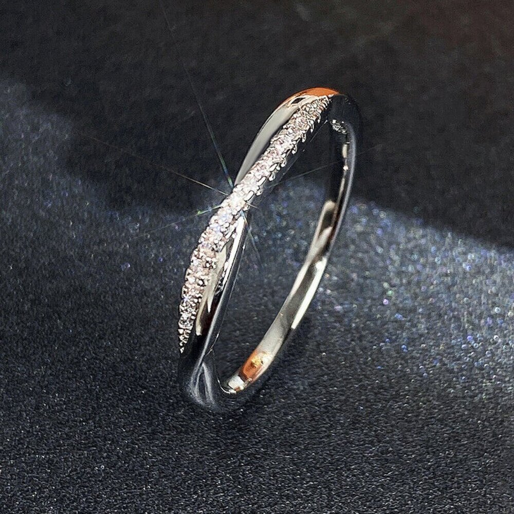 💥 925 Silver Plated Round Rectangle Diamond CZ Rings For Women, HA4568-6